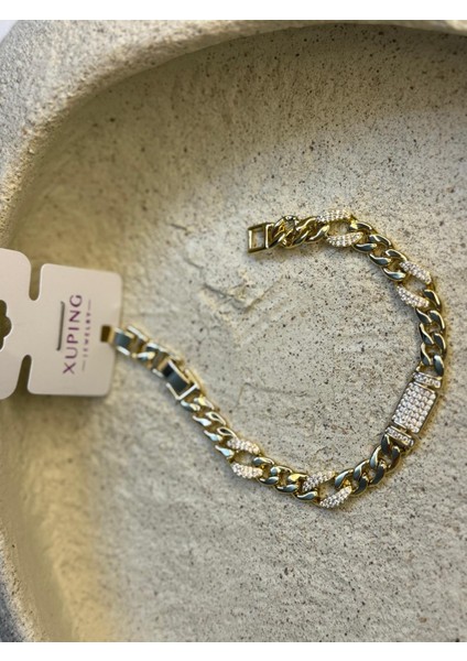 14 Ayar Altın Kaplama Renginde Zincir Ara Taşlı Model indirimleri