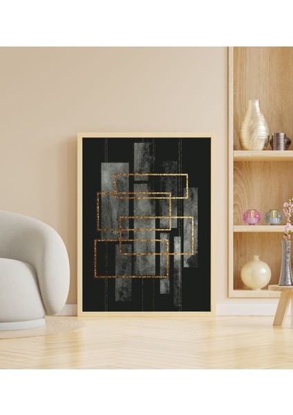 Ahşap Siyah Gold Dekoratif Çerçeveli Tablo - Naturel
