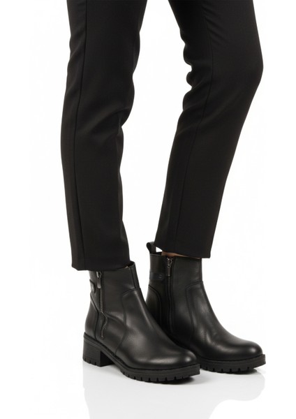 Siyah Hakiki Deri Kaymaz Taban Kadın Bot Premium 4663-1 Z modelleri