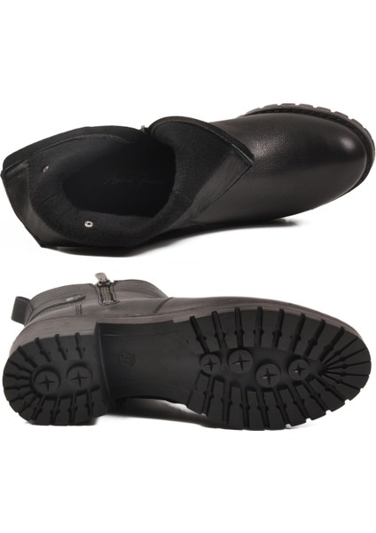 Siyah Hakiki Deri Kaymaz Taban Kadın Bot Premium 4663-1 Z indirimleri