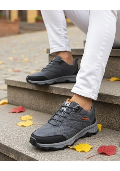 Erkek Su Geçirmez Poli Taban Fuspedli Spor Ayakkabı - Füme