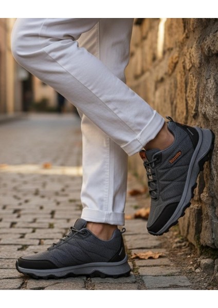 Erkek Su Geçirmez Poli Taban Fuspedli Spor Ayakkabı - Füme