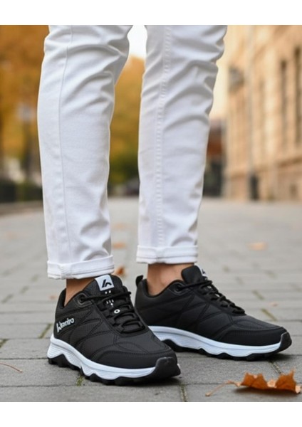 Erkek Su Geçirmez Poli Taban Fuspedli Spor Ayakkabı - Siyah Beyaz