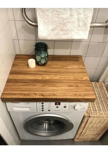 Çamaşır Makinası Üstü Düzenleyici Ahşap Tabla ve Koruyucu