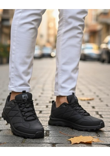 Erkek Su Geçirmez Poli Taban Fuspedli Spor Ayakkabı - Siyah