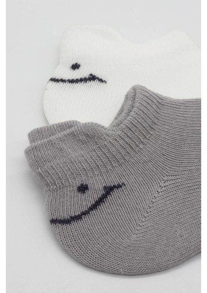 Bfs Bistyle 2'li Sneakers Smile Penye Çorap BS20106 Gri Ekru modelleri