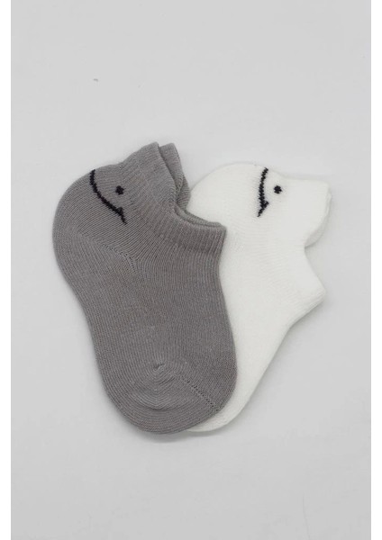 Bfs Bistyle 2'li Sneakers Smile Penye Çorap BS20106 Gri Ekru fırsatları