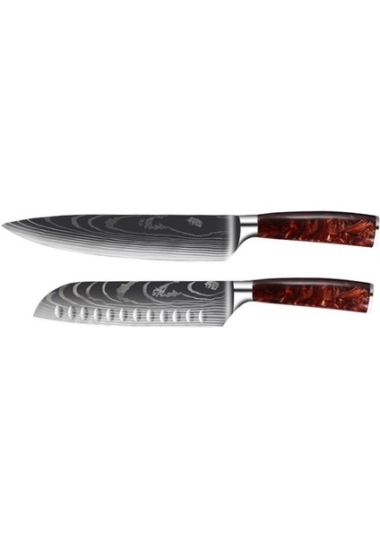 Japon Tarzı 2li Bıçak Seti Gyutou-Santoku fiyatları