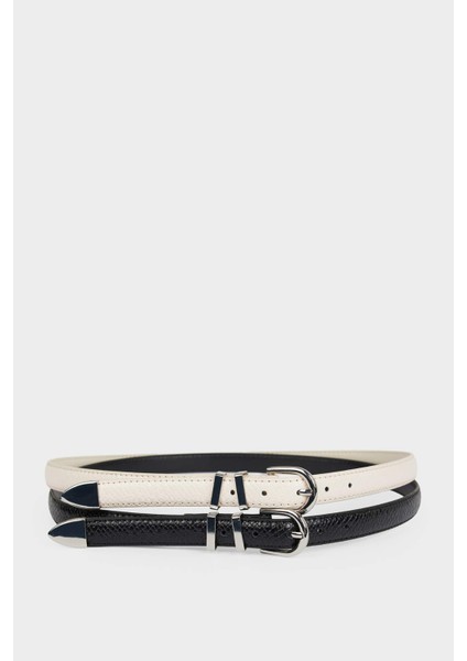 Kadın Oval Toka Suni Deri 2'li Günlük Kemer F3361AXNS fırsatları