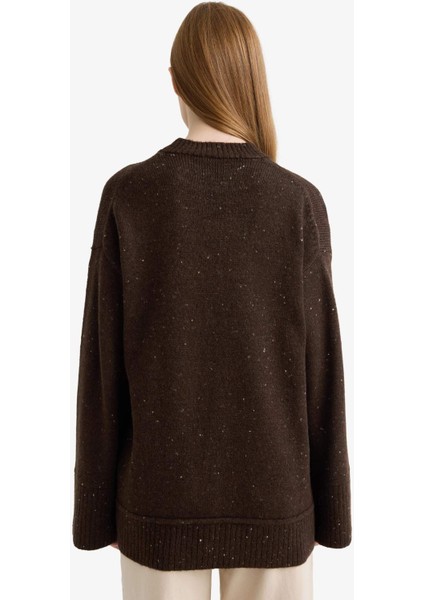 Loose Fit Bisiklet Yaka Triko Tunik F3242AX25WN