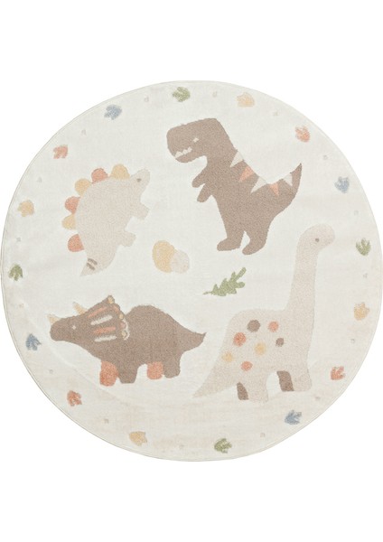 Minizoo 07 Cream Multy Q Canlı Renklere Sahip Hayvan Figürlü Bebek ve Çocuk Odası Halısı