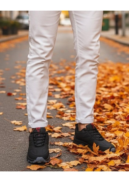 Erkek Su Geçirmez Poli Taban Fuspedli Spor Ayakkabı - Siyah Kırmızı fiyatları