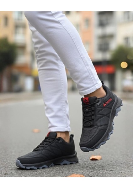 Erkek Su Geçirmez Poli Taban Fuspedli Spor Ayakkabı - Siyah Kırmızı modelleri
