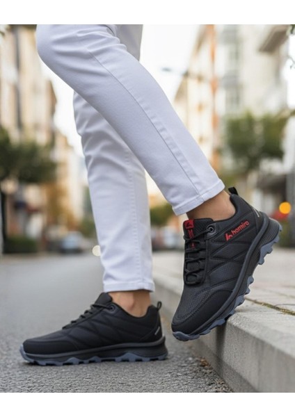 Erkek Su Geçirmez Poli Taban Fuspedli Spor Ayakkabı - Siyah Kırmızı fırsatları