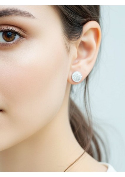 Kadın 925 Ayar Gümüş Iç Içe Geçmiş Daire Küpe, Zirkon Taşlı Yuvarlak Küpe,Sivgililer günü hediyesi fırsatları