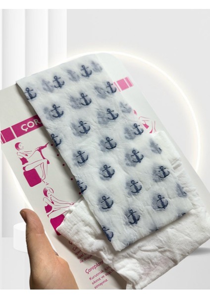 Penti Beyaz Mavi Marin Desenli 20 Den Külotlu Pamuk Ağlı Çorap-Beyaz/lacivert fiyatları