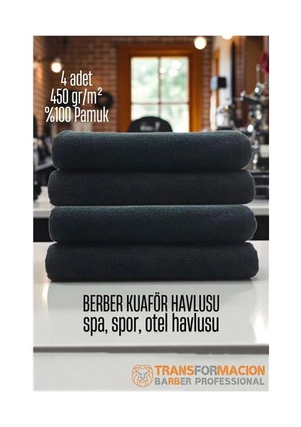 Bfs Kuaför Berber Havlusu 4 Adet Pamuk Berber Havlusu 50X90 Siyah