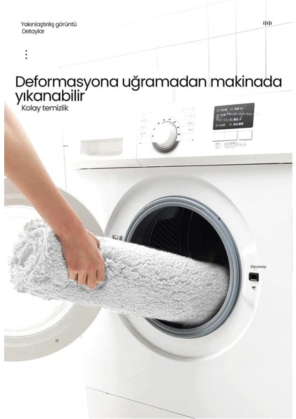 Neva Peluş Halı | Kaymaz Tabanlı Makinede Yıkanabilir | Ultra Yumuşak Modern Halı | Beyaz | NVA01