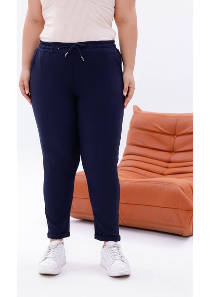 Kadın Duble Paça Bilek Boy Full Likra Ekstra Rahat Üst Düzey Büyük Beden Pantolon