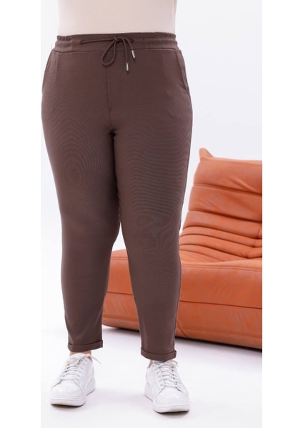 Kadın Duble Paça Bilek Boy Full Likra Ekstra Rahat Üst Düzey Büyük Beden Pantolon