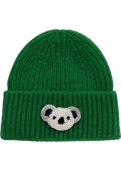 Yeşil Koala Punch Detaylı Lüks Yün Bere AYN305