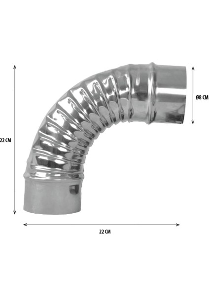 Çadır Kamp Soba Boru Dirseği Paslanmaz Çap 8 cm