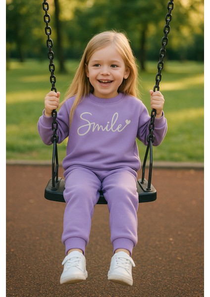 Kız Çocuk Kışlık Eşofman Takımı Pamuklu Üç Iplik Şardonlu Günlük Kombin 2-3-4-5 Yaş fırsatları