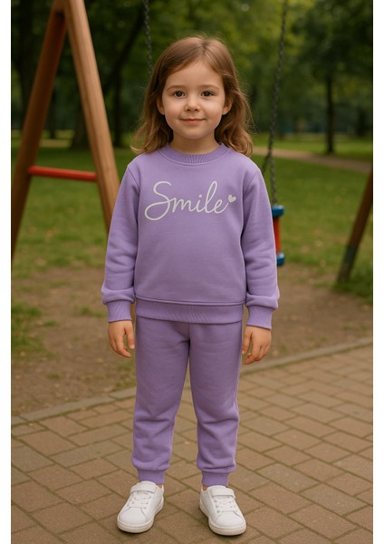 Kız Çocuk Kışlık Eşofman Takımı Pamuklu Üç Iplik Şardonlu Günlük Kombin 2-3-4-5 Yaş