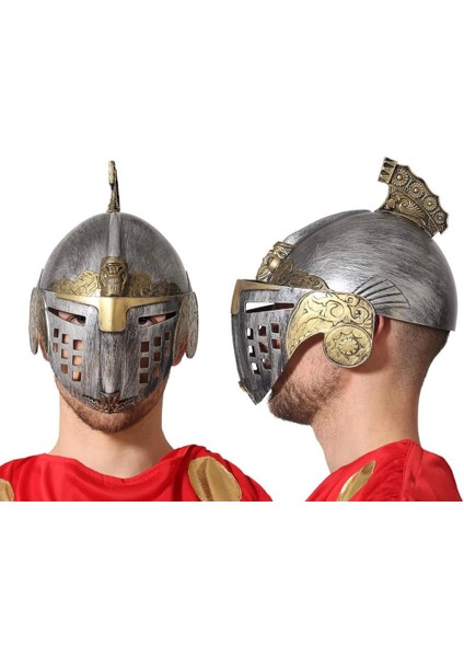Bfs gümüş Üzeri Altın Renk Oynar Başlıklı Romalı Bizans Kaskı Miğferi 25X20 cm fiyatları