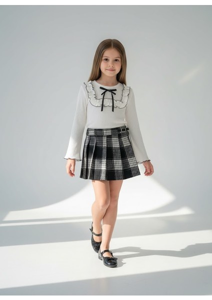 Kız Çocuk Şort Etekli Bluz Alt Üst Ikili Takım