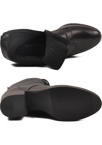Siyah Hakiki Deri Kaymaz Taban Kadın Bot Premium 92159-1 Z indirimleri