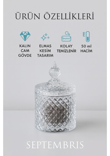Kristal Kesim Cam Şekerlik 50 ml