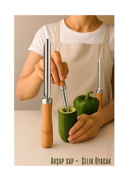 Bfs Oyacak - Dolmalık Kabak ve Biber Patlıcan Oyacağı 304 Paslanmaz Çelik