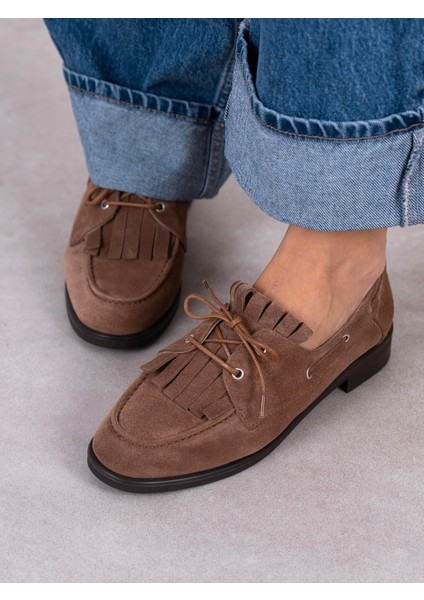 Soren Camel Süet Hakiki Deri Kadın Makosen modelleri