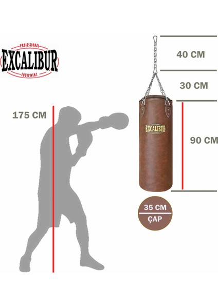 Klasik Boks Torbası 90 x 35 cm Kahve modelleri