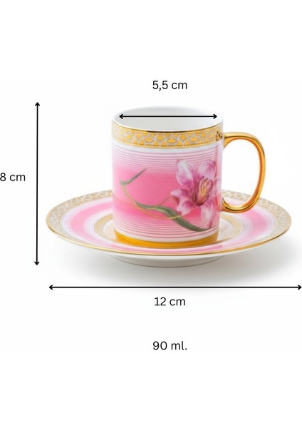 Tulip Pembe Renk Çiçek Figürlü 6 Kişilik Porselen Kahve Fincan Takımı – 90 Ml. modelleri