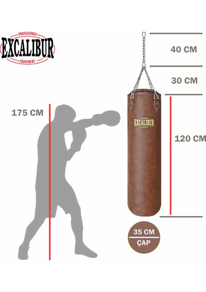 Klasik Boks Torbası 120 x 35 cm Kahve modelleri