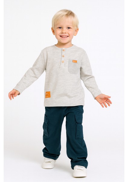 Erkek Çocuk Basic Body-Dokuma Jogger Pantolon Alt-Üst Takım Lacivert