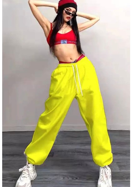 Büyük Beden Özel Tasarım Baskısız Düz Renk %100 Pamuk Kışlık Sokak Modası Hip Hop Kadın Eşofman Altı