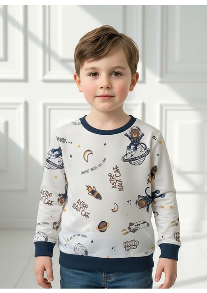 Astronot Desenli Sweat Erkek Çocuk Sweatshirt