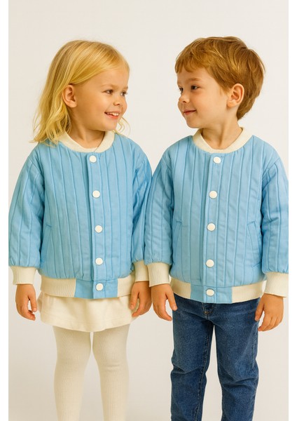 Unisex Kapitone Cıtcıtlık Ceket Mavi