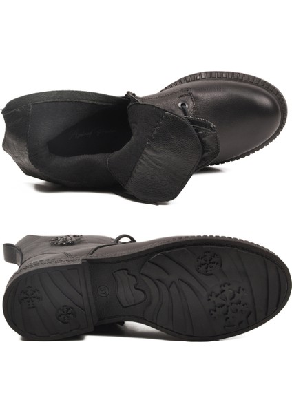 Siyah Hakiki Deri Kaymaz Taban Kadın Bot Premium 20912-1 Z indirimleri