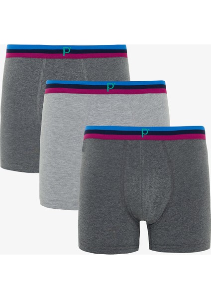 Erkek Organik Logolu 3'lü Boxer