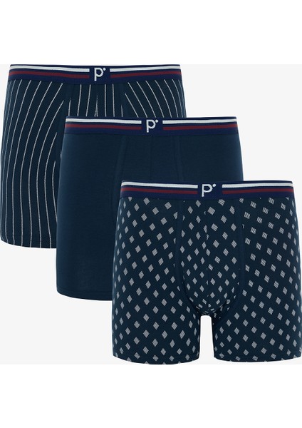 Erkek Navy Organik 3'lü Boxer