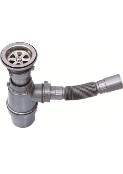 Lüks Evye Taslı Lavabo ve Evye Sifonu Gider Borusu Kafa Paslanmaz