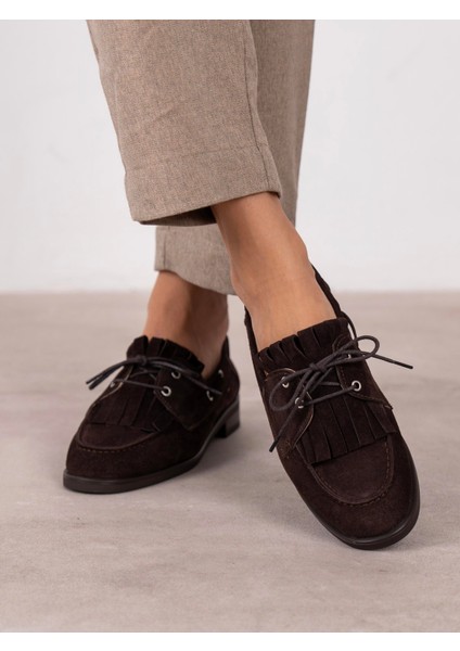 Soren Kahve Süet Hakiki Deri Kadın Makosen modelleri