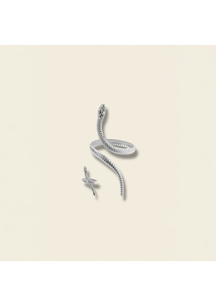 Ayarlanabilir Yılan Bileklik Yüzük Seti | Gold & Gümüş Renk | Bohem & Minimalist Takı