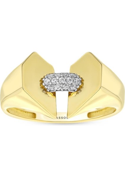 Taşlı Tasarım Altın Yüzük - 14K