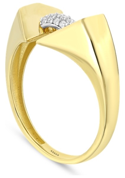 Taşlı Tasarım Altın Yüzük - 14K