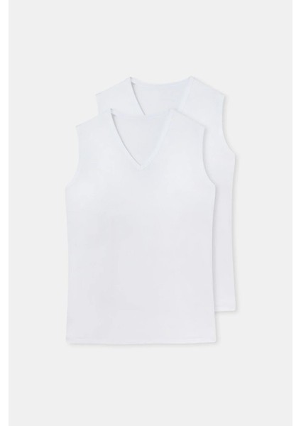 Erkek %100 Pamuk 2'li Paket V Yaka Kolsuz Atlet D1070